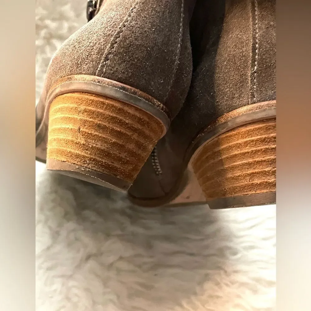 Paul Green taupe suede zipper ankle boots 8